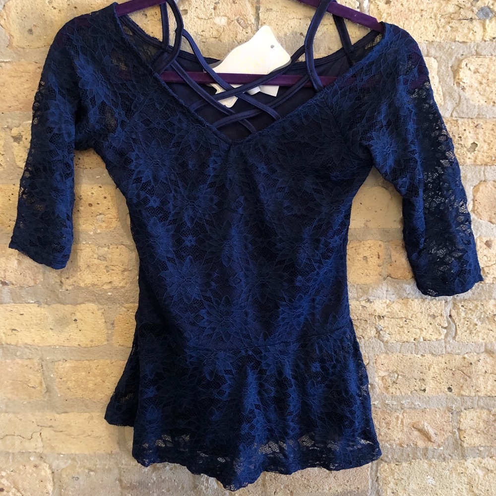 Blue Lace Peplum Top